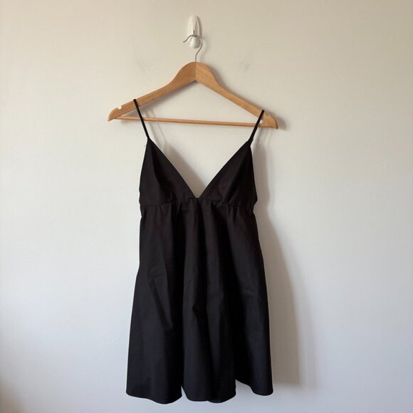 Zara Poplin Short Dress w/ Straps NWT Black Size Small - Picture 5 of 10